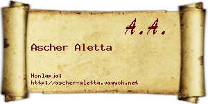 Ascher Aletta névjegykártya